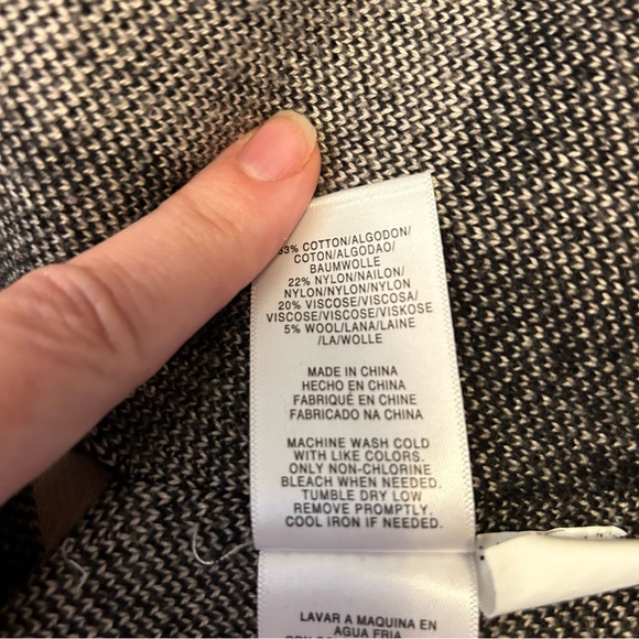 Jones New York cream black check poncho cotton wool blend with zipper size S/M - Picture 8 of 9